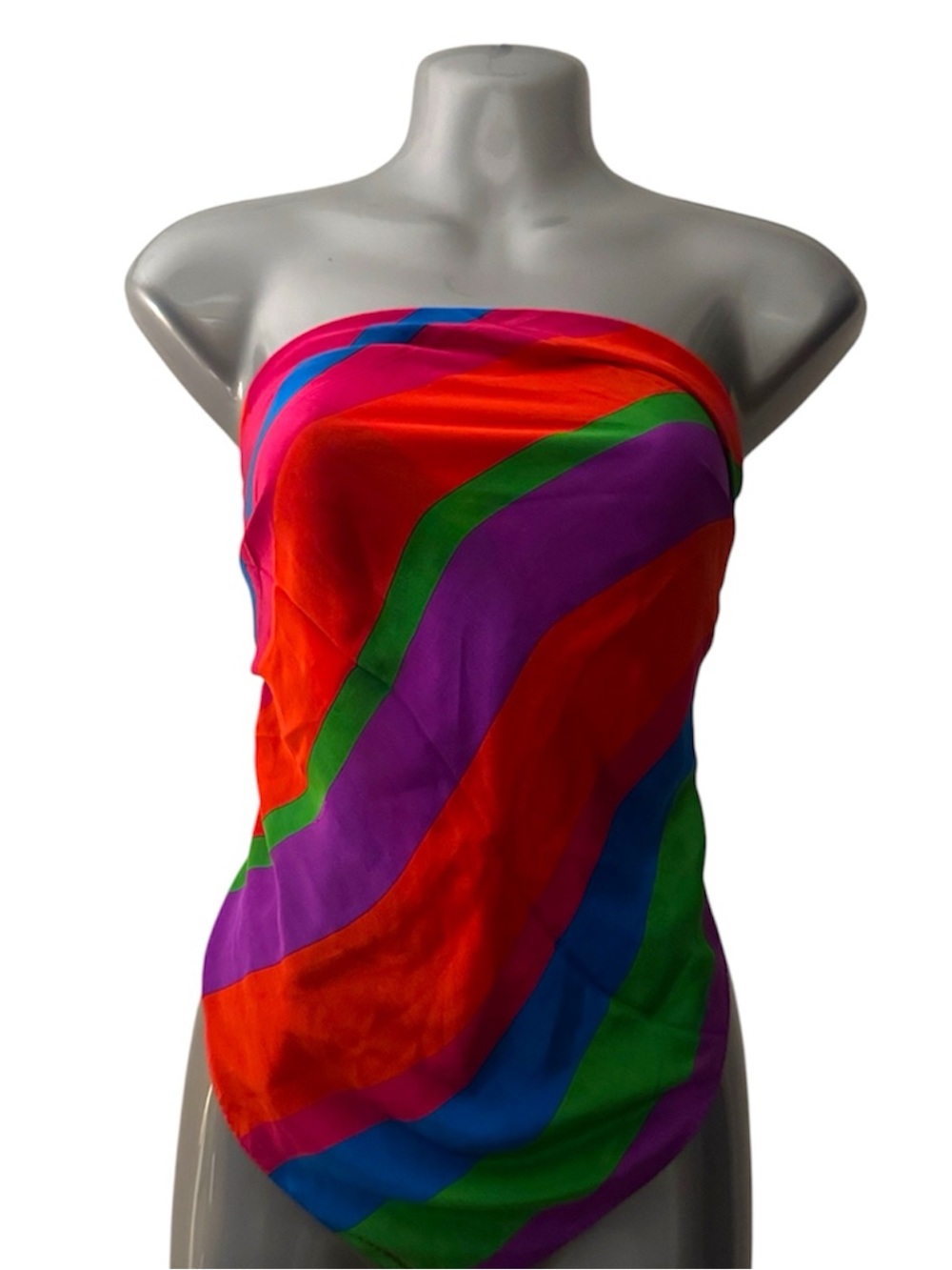 Vibrant Multicolor Striped silk Scarf Bold Colorful Design
